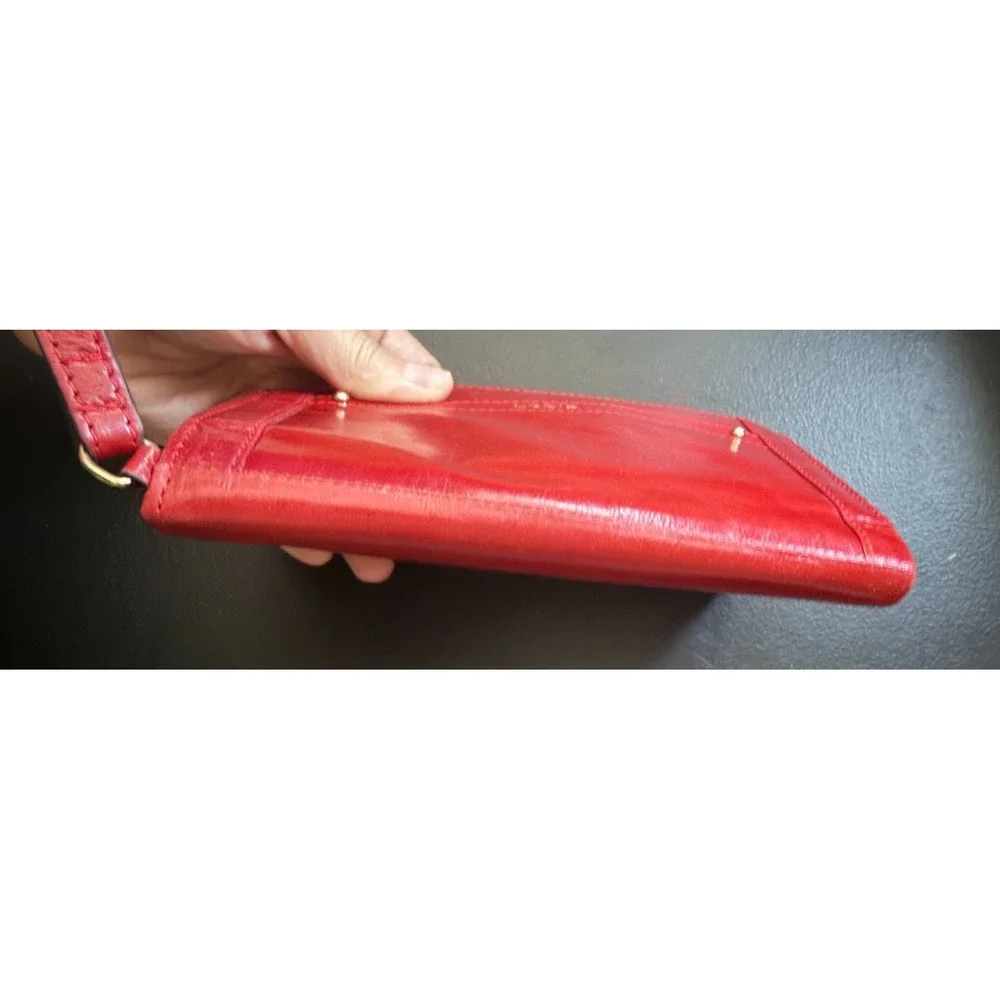 Lodis Blair Smartphone Wristlet Red Leather RFID Wallet 7x4